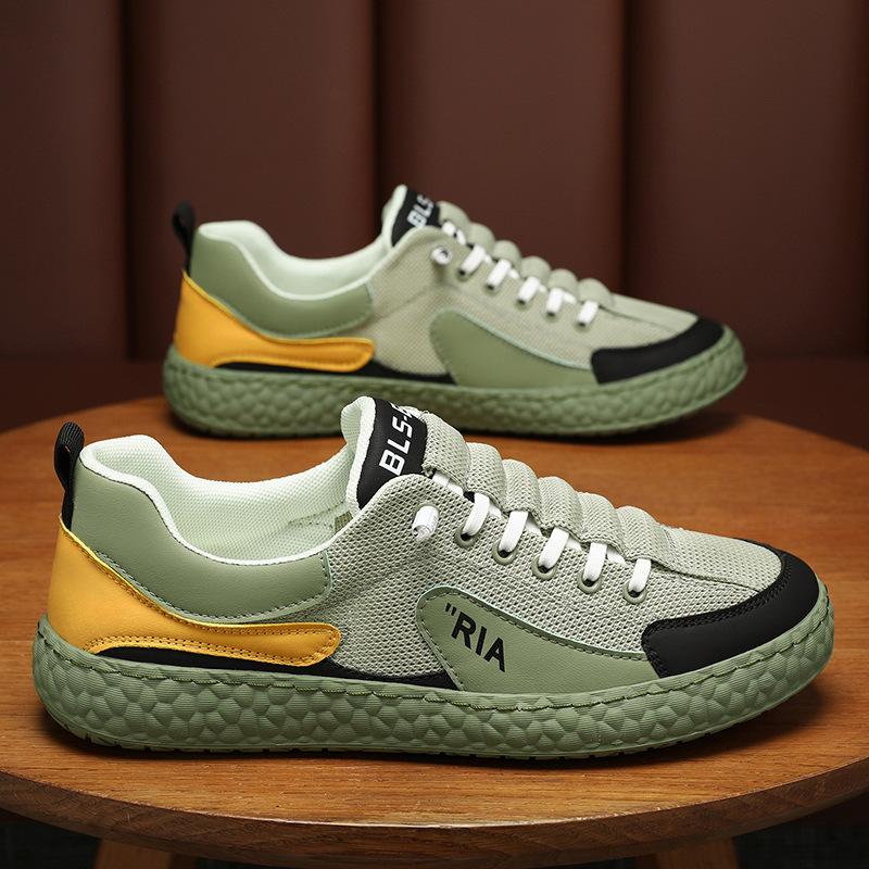 Men'S Shoes Mesh Breathable Flat Bottom Comfortable Trendy Shoes Manufacturers Low-Top Lace-Up Lightweight Casual Board Shoes