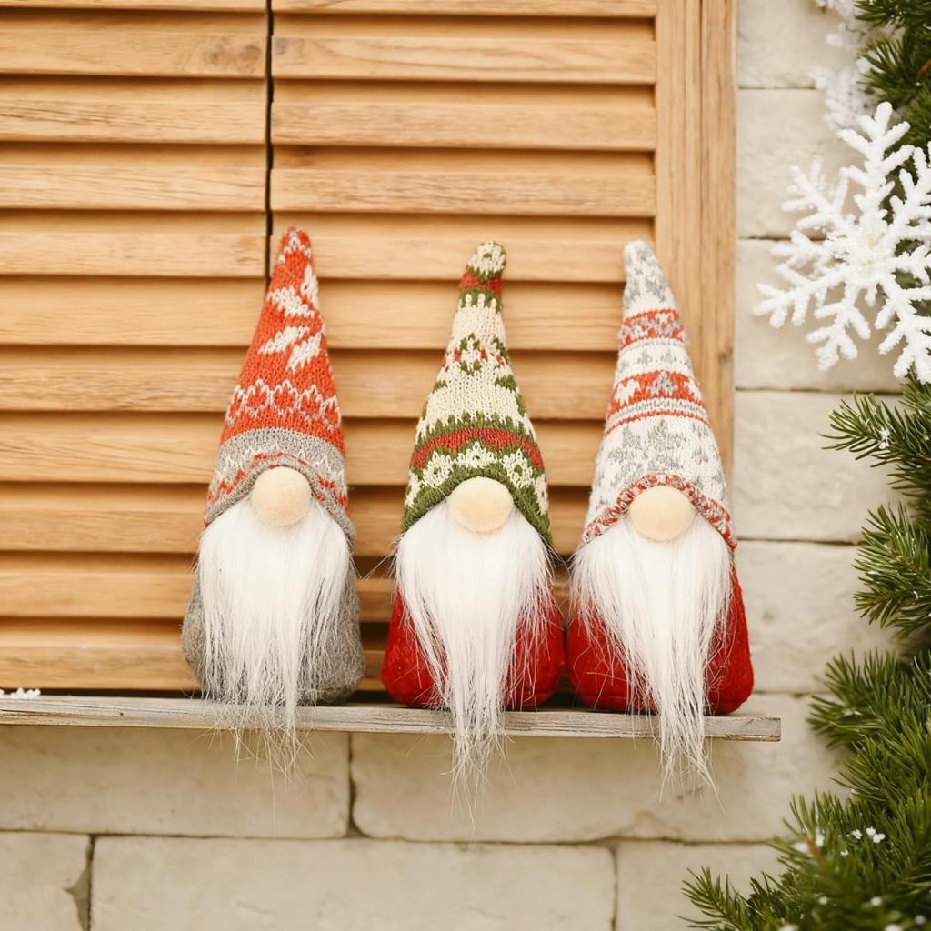 Set of 3 Christmas Christmas Tree Dwarf Interior Nordic Forest Old Man Fairy Plush Stylish and Cute Santa Claus Popular In the Nordic Creates Hanging