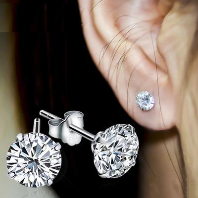 2/3/4/5/6/7/8mm Round Lab Diamond Earrings 100% Real 925 Silver Earrings For Women Small Screw Stud Earrings