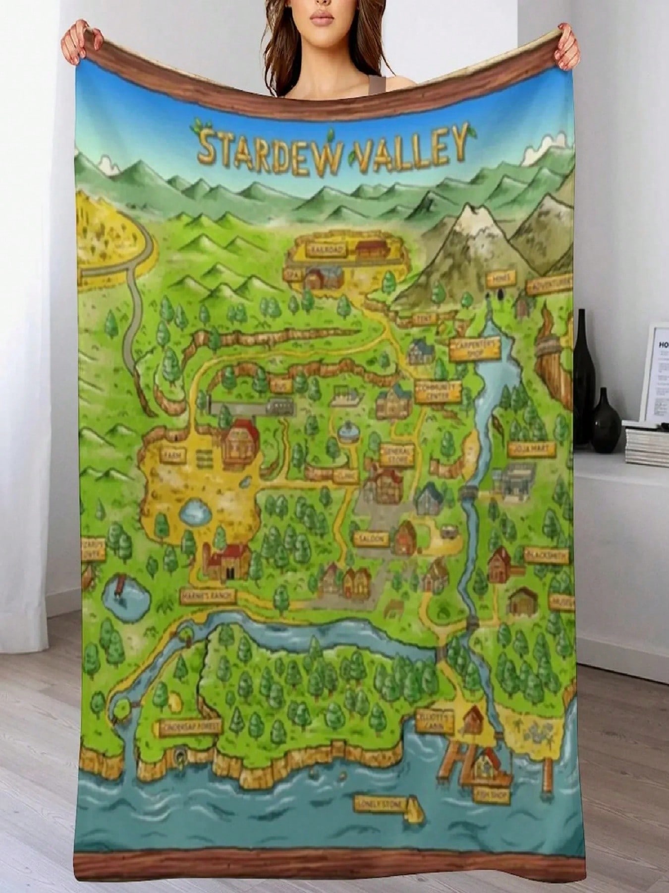 

Карта Stardew Valley Классический плед Фланелевый Декоративный Косплей Аниме Переездные одеяла 75X95CM серый