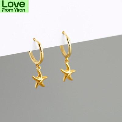 925 Sterling Silver Hoop Earring For Women Starfish Gold Silver Ear Jewelry Wholesale S -E1388