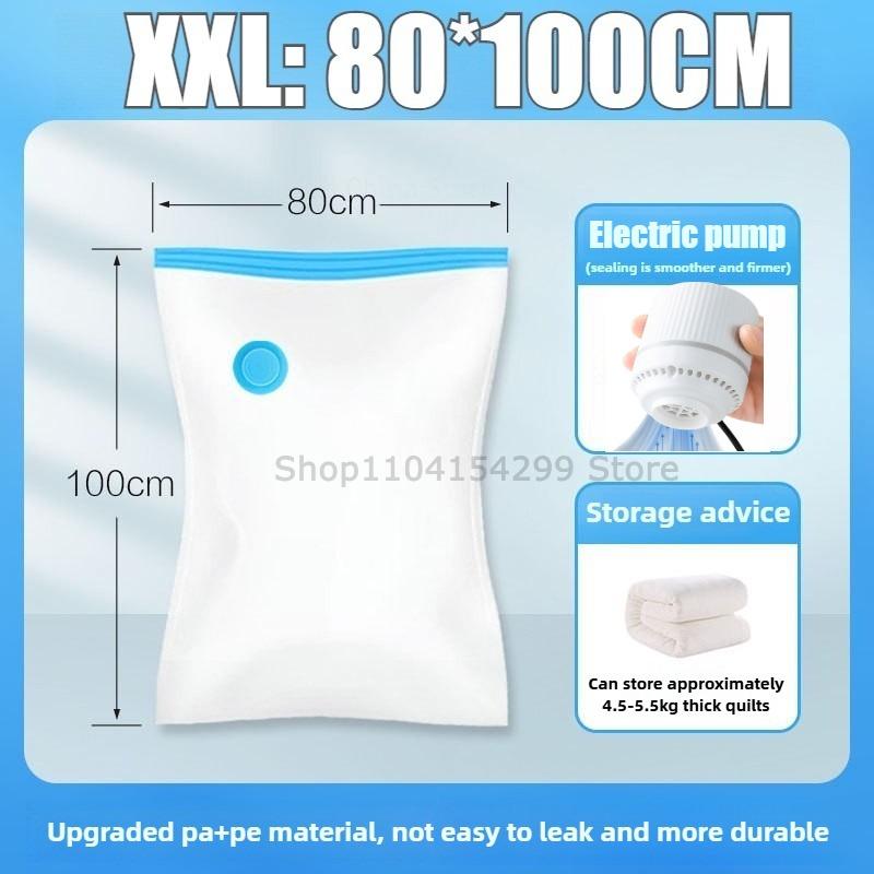 Vacuum Storage Bags with Electric/Hand Pump Multi-Purpose Plastic Rectangular Bags with Zipper Closure Space-Saving Organizer