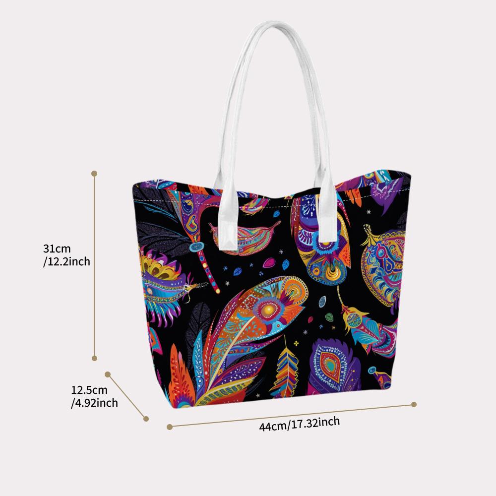 Bohemian Ethnic Pattern Tote Bag Stylish Lightweight Daily Shoulder Bag Casual Vintage Portable Shopping Bag