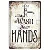 Vintage 1920s "Wash Your Hands" Metal Wall Sign 8x12 Inch Retro Bathroom Kitchen Decor