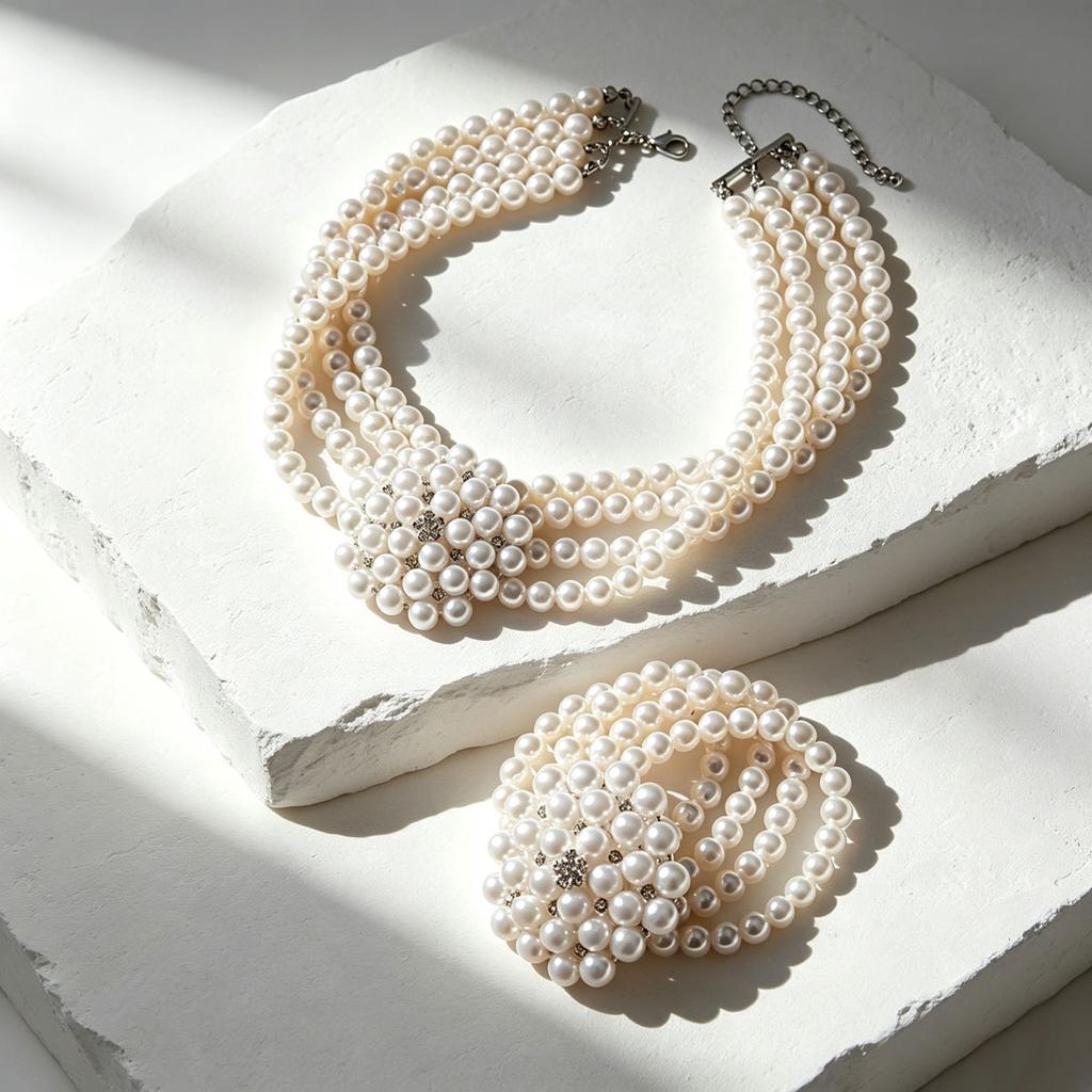 European and American Style Jewelry, Personalized Fashion Splicing Multi-layer Imitation Pearl Necklace Versatile High-end Bracelet Jewelry
