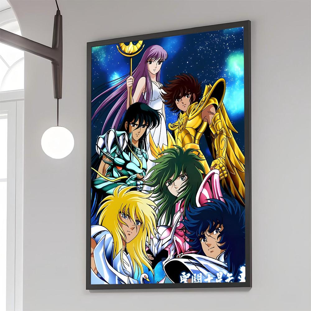 1 Pezzo Poster Saint Seiya Film Poster Adesivi Carta Kraft Retrò Adesivo Fai da Te Stanza Bar Caffè Estetica Arte Pittura Murale