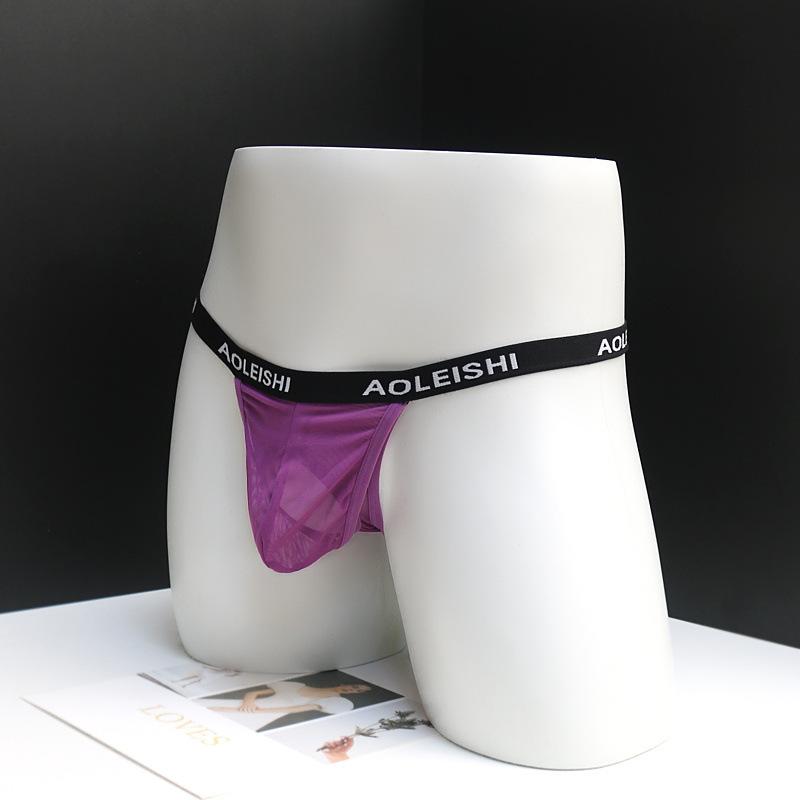 Sissy Gay Lingerie Men Open Front Underwear For Play Naughty Separate Pouch Jockstraps Semi See Through Mesh Hollow Butt Panties