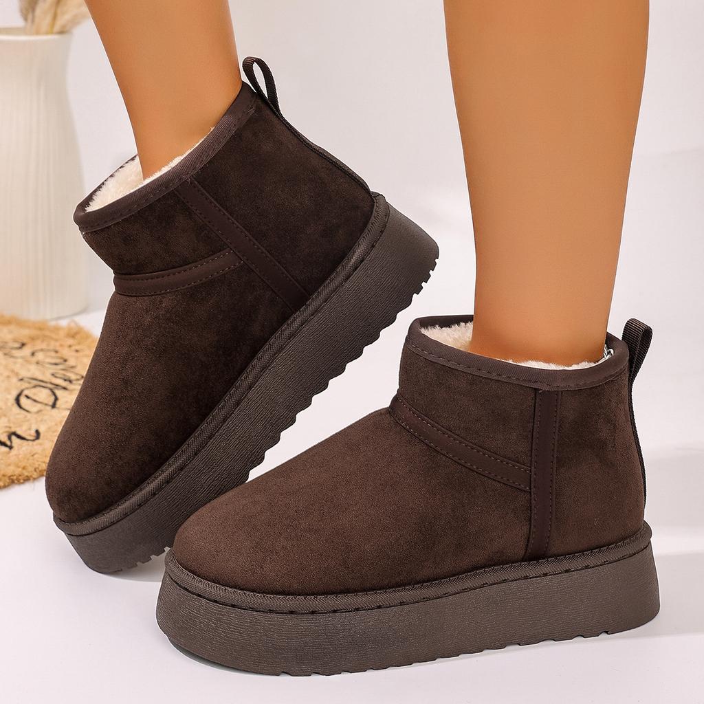 Winter Thick Bottomed Lined Large Head Snow Boots Women Warm Short Tube Bread Cotton Shoes Round Toe Boots for Women
