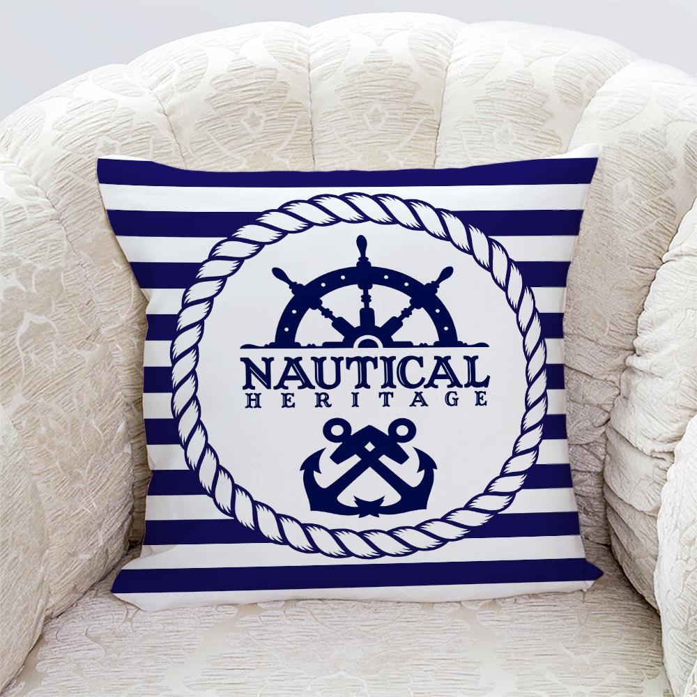 

Nautical series printed pillowcases, living room sofa cushion covers, bedroom room bedside pillowcases, home decoration gifts 16x16Inch