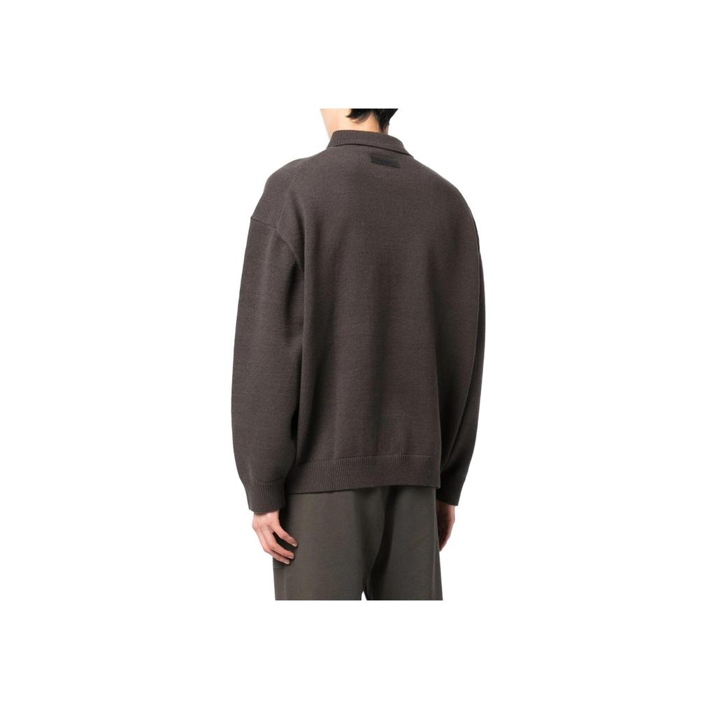 Fear of God Essentials Knit Long-Sleeve Polo Off Black Men Tops 192BT222180F