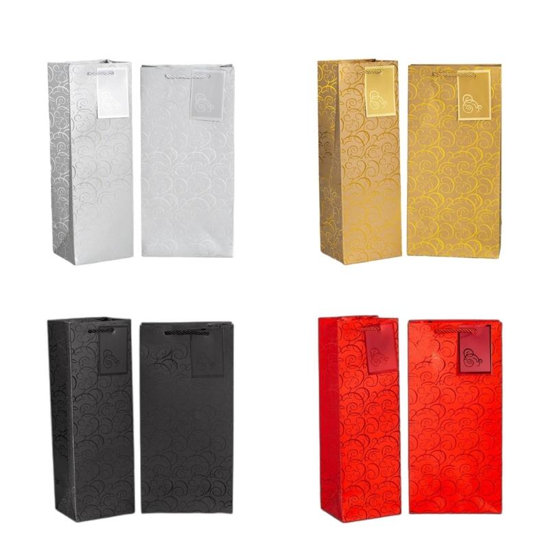 6 Pack Paper Wine Gift Bags Elegant Wine Presentation Bag Perfect for Anniversaries Weddings and Birthday Celebration