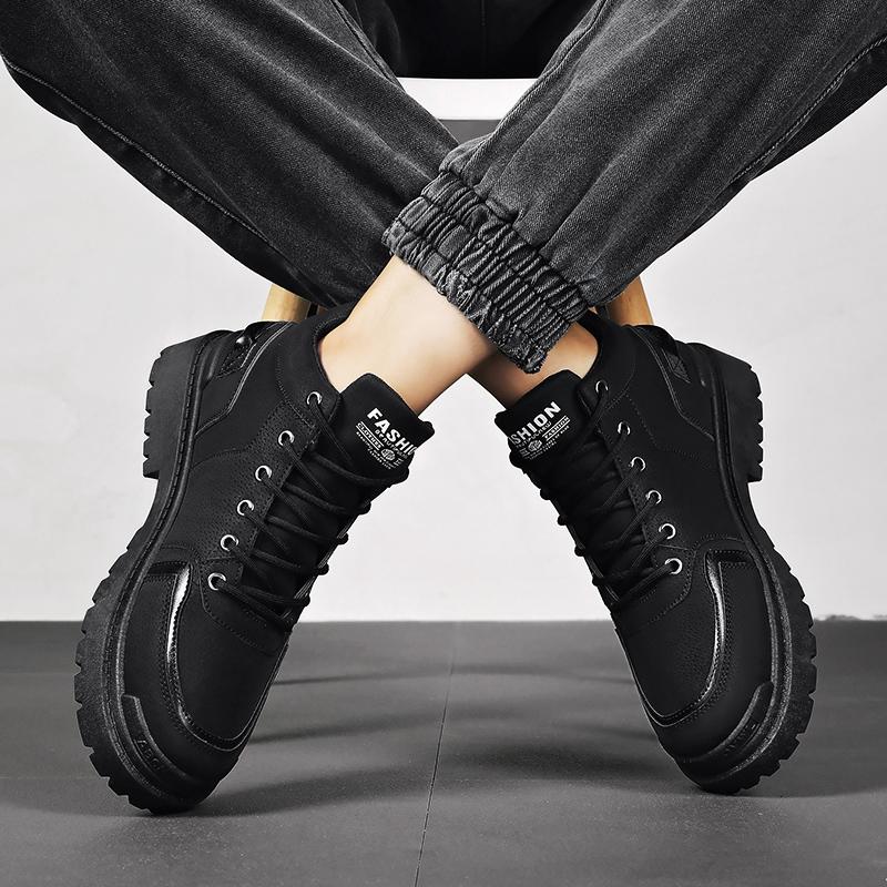 Nové trendy pánské podzimní zimní vycházkové pracovní boty Hithtop kožené skateboardové boty pro studenty ležérní martensky