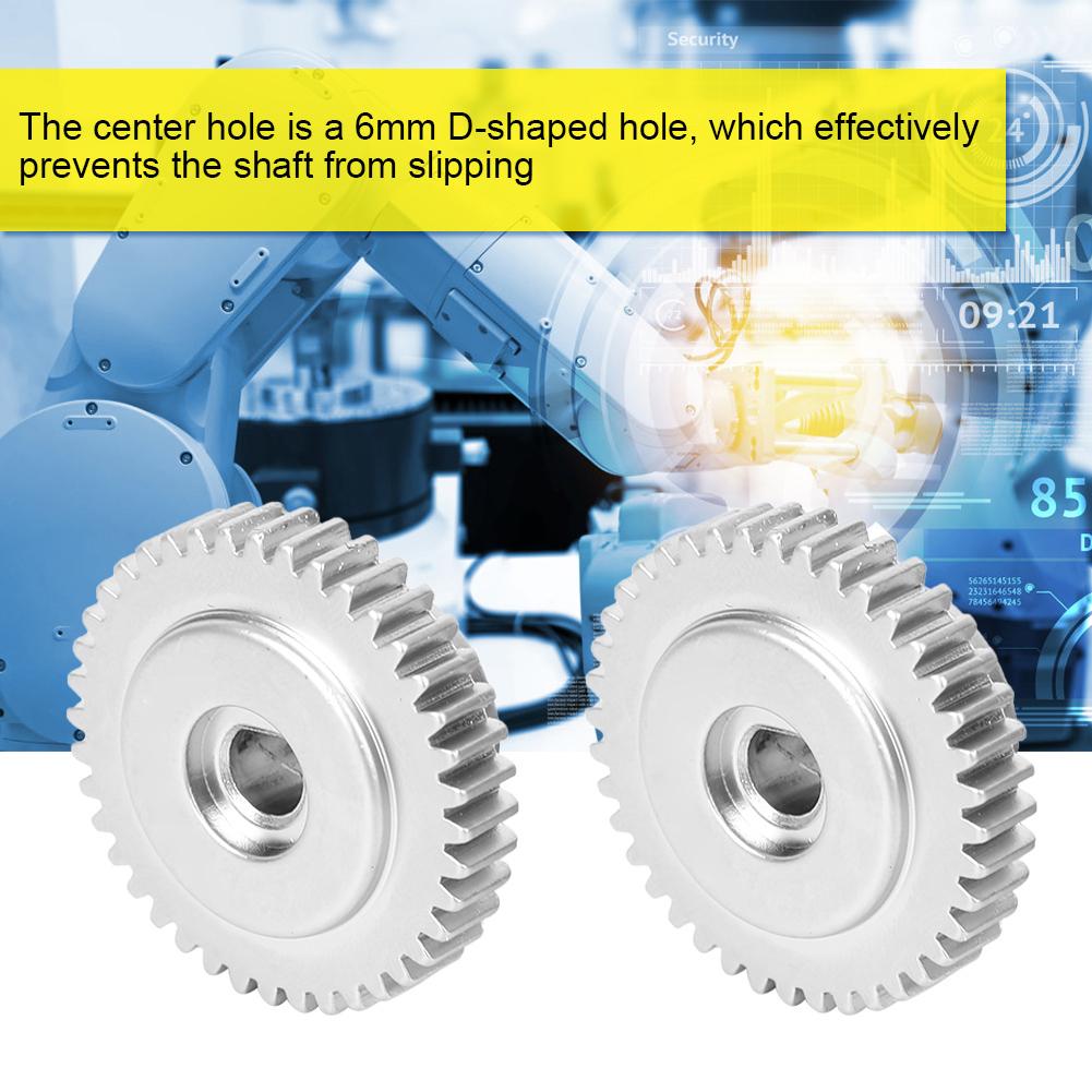 2Pcs D Hole Gear High Strength Metal 40 Teeth Industrial Robot Parts 6mm Center Hole