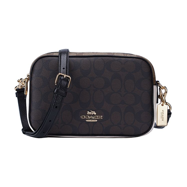 Coach Jes 25 Double Zipper Closure PVC Shoulder Bag Women Shoulder Bag Dark-Brown Multicolor C1767-IMNOX