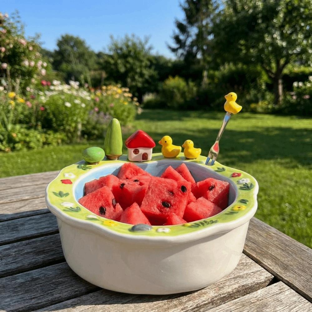 Ceramic Salad Plate Cartoon Fruit Storage Tray Cute Snack Plate  Kitchen