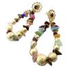 [P4032] - Boucles artisanales plaqué or 'Brasilia' multicolore doré - 65x28 mm