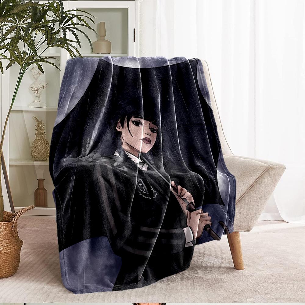 Wednesday Theme Printed Blanket - Perfect for Couch, Bed, Travel & Outdoor Use | Machine Washable, Cozy & Durable.