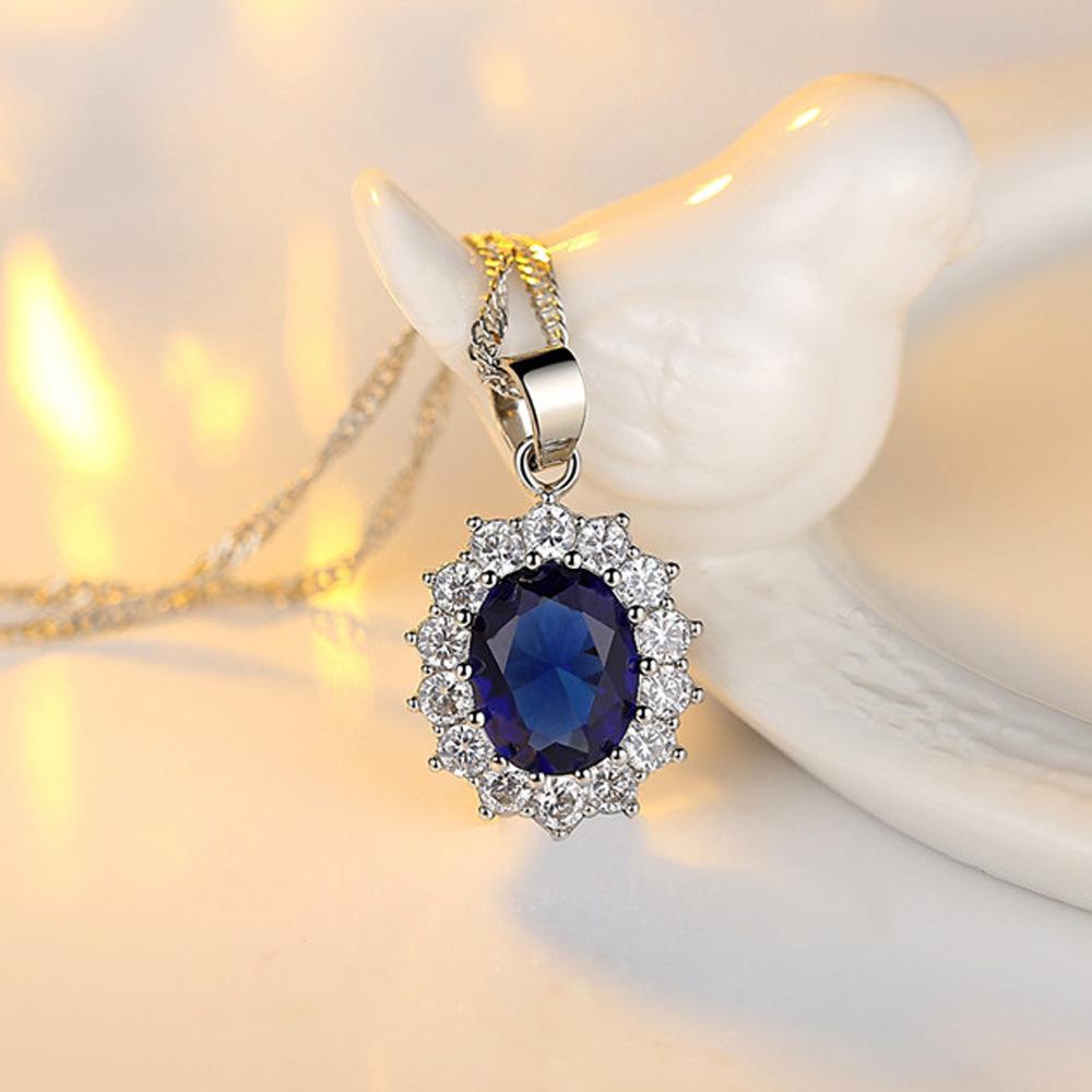 Sunflower Blue Gem Pendant Necklace - Women's Luxury Fashion Choker