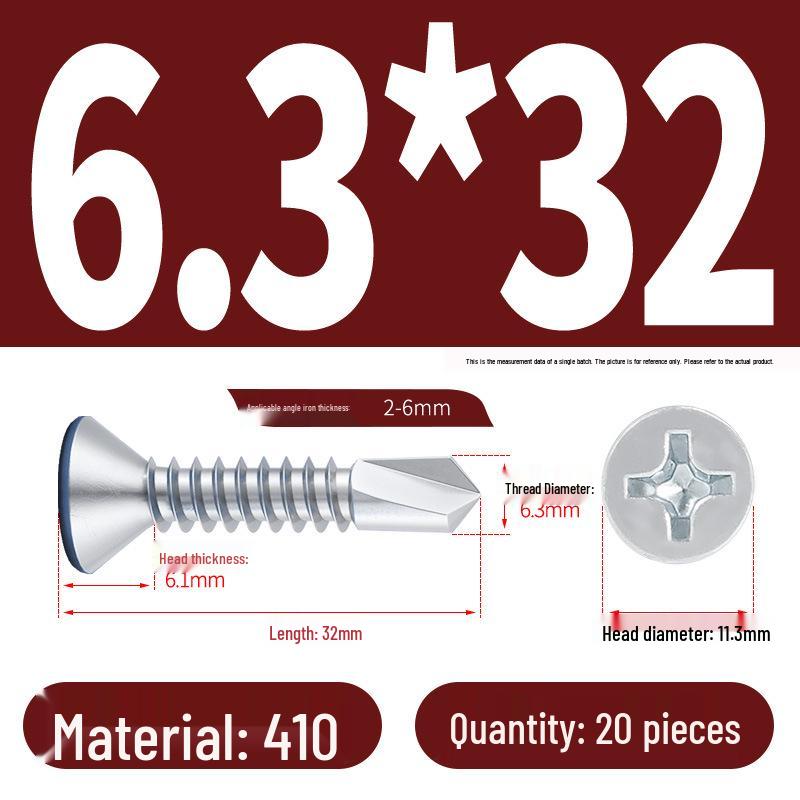 Phillips Flat Head Blue Zinc Plated Stainless Steel Self-Drilling & Self-Tapping Screws M3.9-M5.5