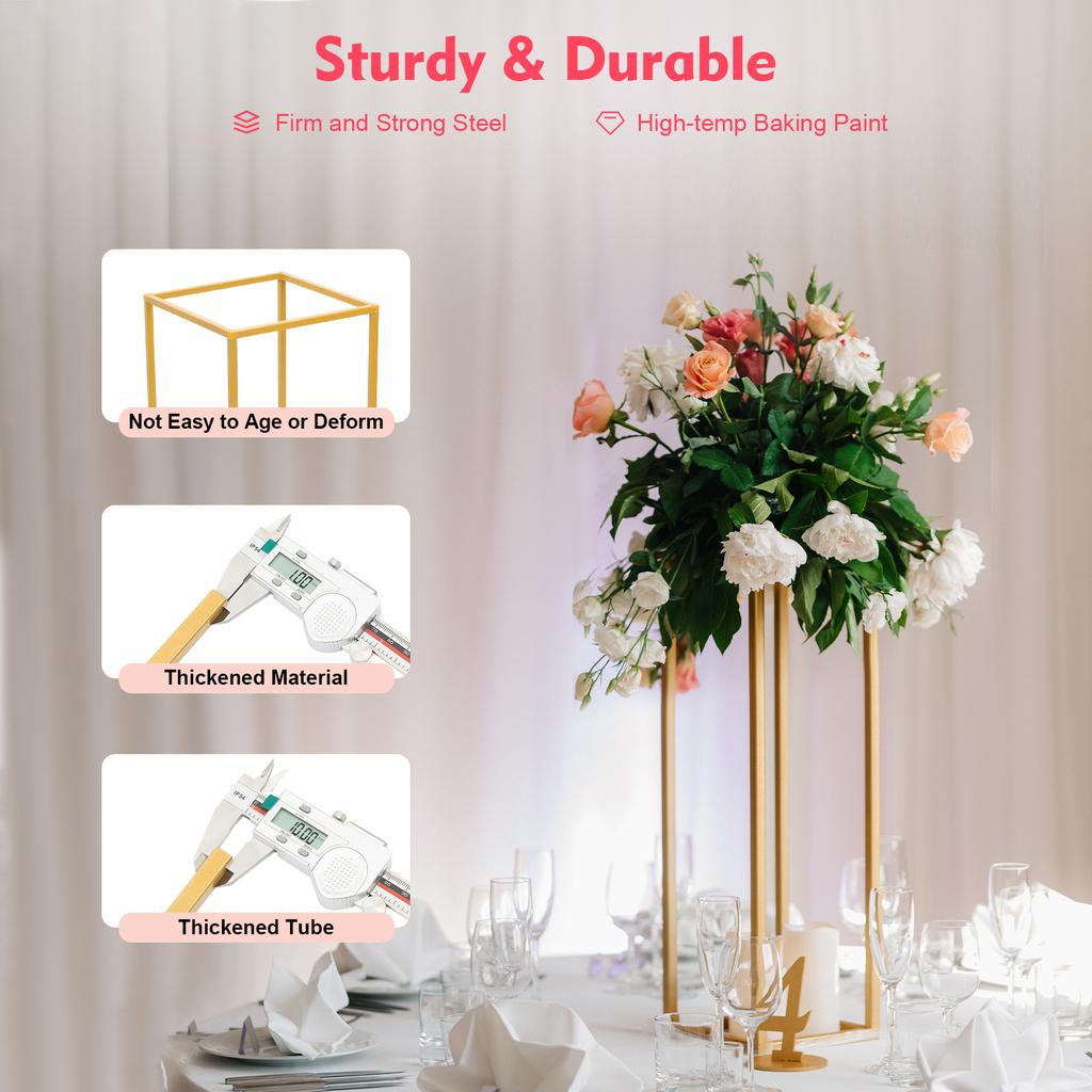 4-Pack Gold Flower Stands, Wedding Centerpiece Display Racks for Table Decor, Birthday Party Anniversary Decoration