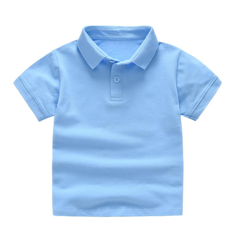 Boys Girls Plain Short Sleeve Polo T Shirt Summer Fashion Collar Top Elementary School Uniform Comfortable Cotton