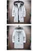 Men's Winter Fleece-Lined Hooded Mid-Length Printed Cotton Coat - Trendy & Warm Casual Jacket