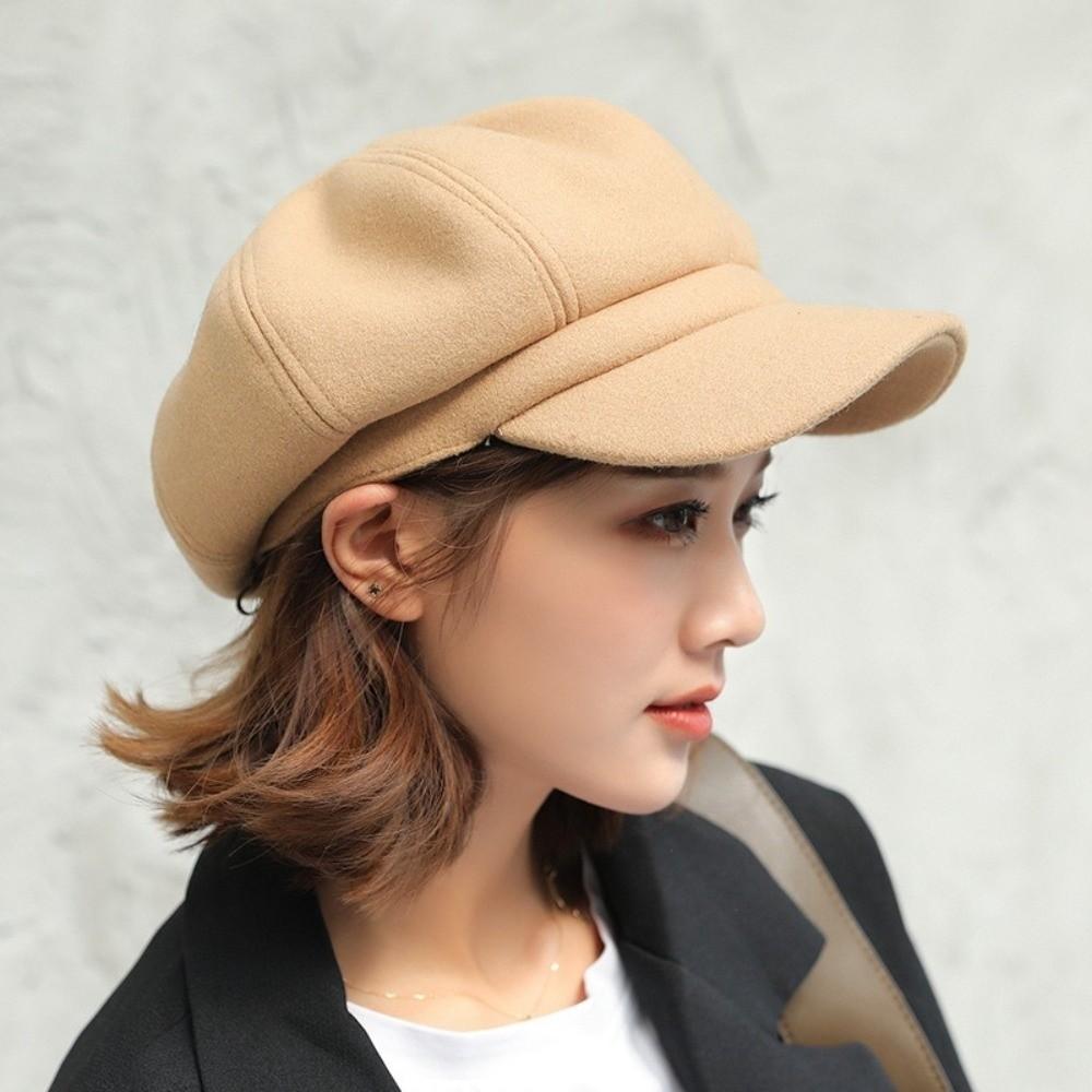 Solid Color British Berets Ear Protection Artist Hat Casual Painter Caps  Girl