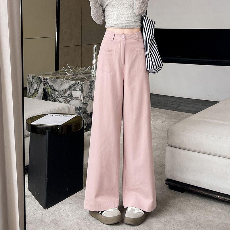 Summer 2026 Women s Trendy Wide-Leg High-Waisted Cropped Pants: Petite, Loose, and Slimming Drapey Style. S