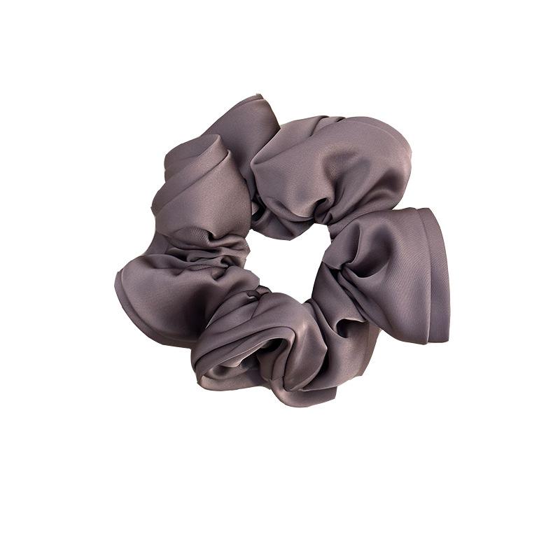 A Simple and Elegant French Retro High-end Black Ear-trimmed Flower Bud Satin Large Intestine Hair Tie