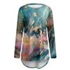 Damenmode Lässig Langarm Print Rundhals Pullover Top Bluse