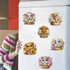 6Pcs DIY Fridge Stickers Acrylic 2D Flat Animal Diamond Art Fridge Magnet Diamond Painting Fridge Magnet for Adults Beginners