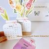Paper Craft Mini Desk Calendar Card Insert Vase-Like Calendar Flowers Desk Calendar  Home