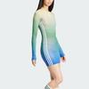 Adidas Originals Round Neck Pullover Comfortable Casual Long Sleeve Dress Women Dresses Multicolor Blue JF8267