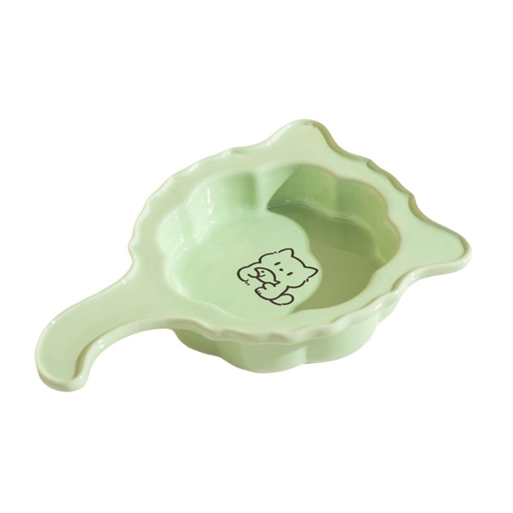 Ceramic Cat Food Water Bowl Solid Color Pet Drinking Feeder Cute Pet Food Bowl  Indoor зелёный
