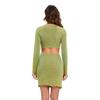 Women's Spring Summer New Knitted Sexy Waistless Deep V Neck Hollow Out Slim Short Dress S-XL