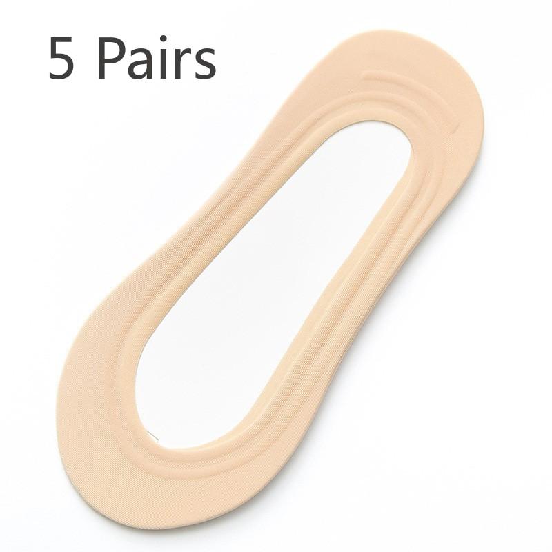 5 Pairs Summer Women's Socks Ice Silk Boat Socks Non-slip Invisible Socks Women's Shallow Mouth Socks High Heel Socks