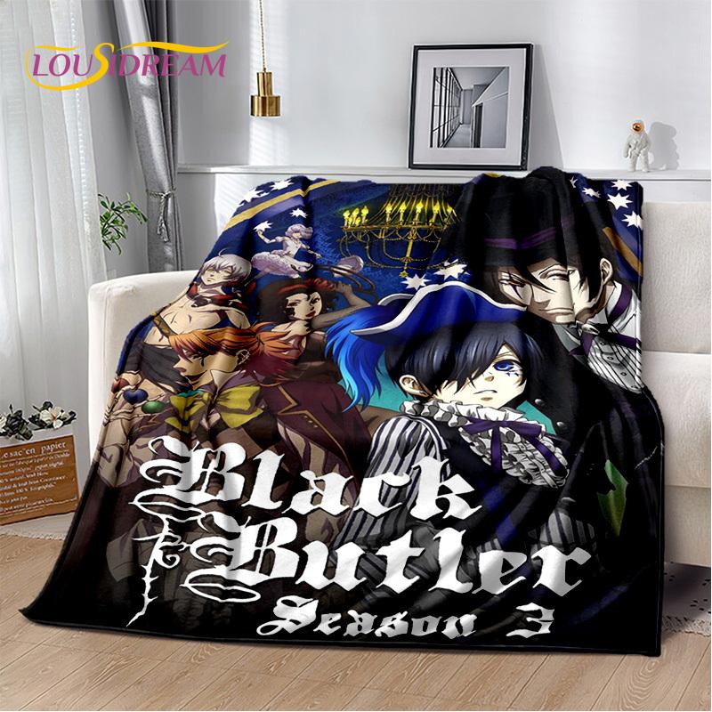 Cartoon Black Butler Anime 3D deka, měkká deka pro domácí ložnici pohovka pohovka piknik cestovní kancelářská přikrývka deka pro děti