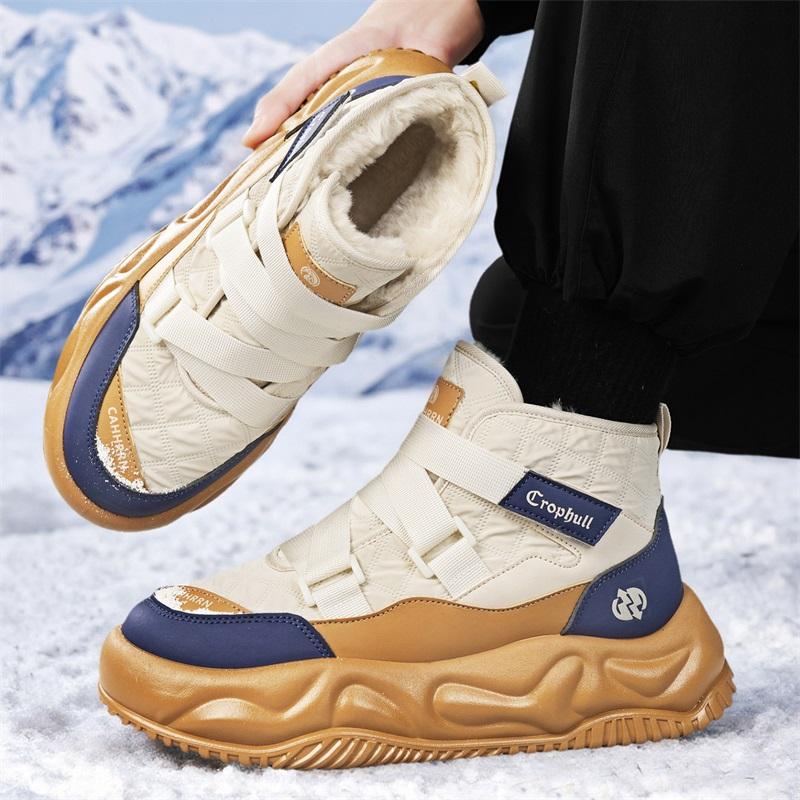 2026 Men's Fashion Outdoor Vacation Casual Shoes Warm Snow Boots Plush Warm Comfortable Anti Slip Thick Sole Cotton Shoes