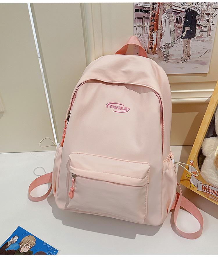 School bag 2025 new solid color ins wind backpack Korean version versatile high-value backpack simple large-capacity student school bag