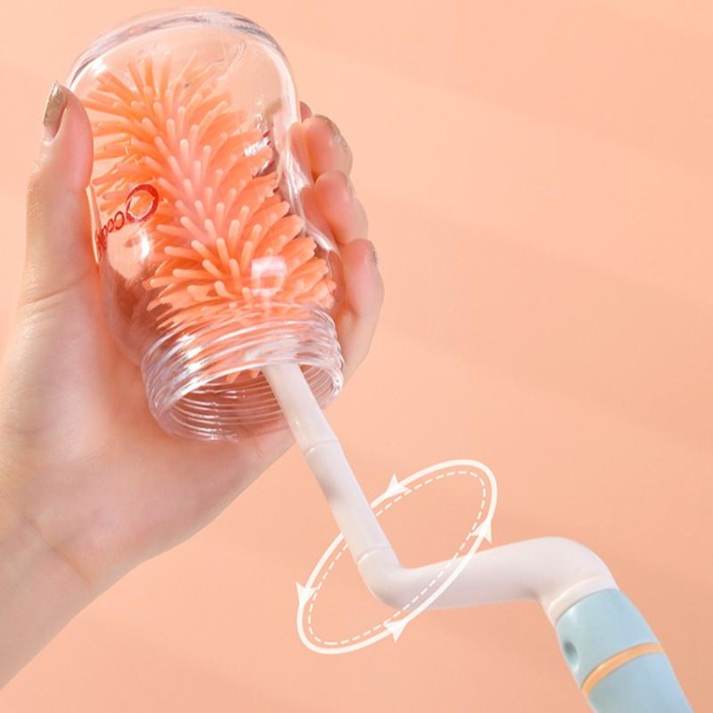 Food Grade Silicone Brush Baby Bottle Cleaner with Drying Rack Deep Clean Bottle Brush Bottle Cleaner Kit Newborn Accessories