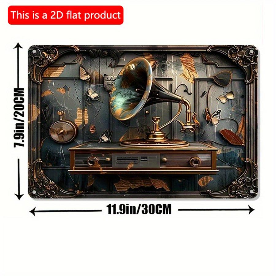 

2d flat 30*20 см винтажный деревянный настенный знак с граммофоном, ретро-деревянный декор для дома, гостиной, бара, кафе и гаража, декоративный настенный плакат 30*20cm