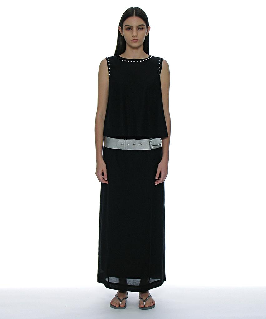 Partimento Woman Sheer Layered Maxi Skirt_Black