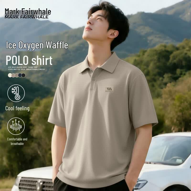 Mark Fairwhale Men s 2026 Summer Ice Silk Polo T-Shirt XL
