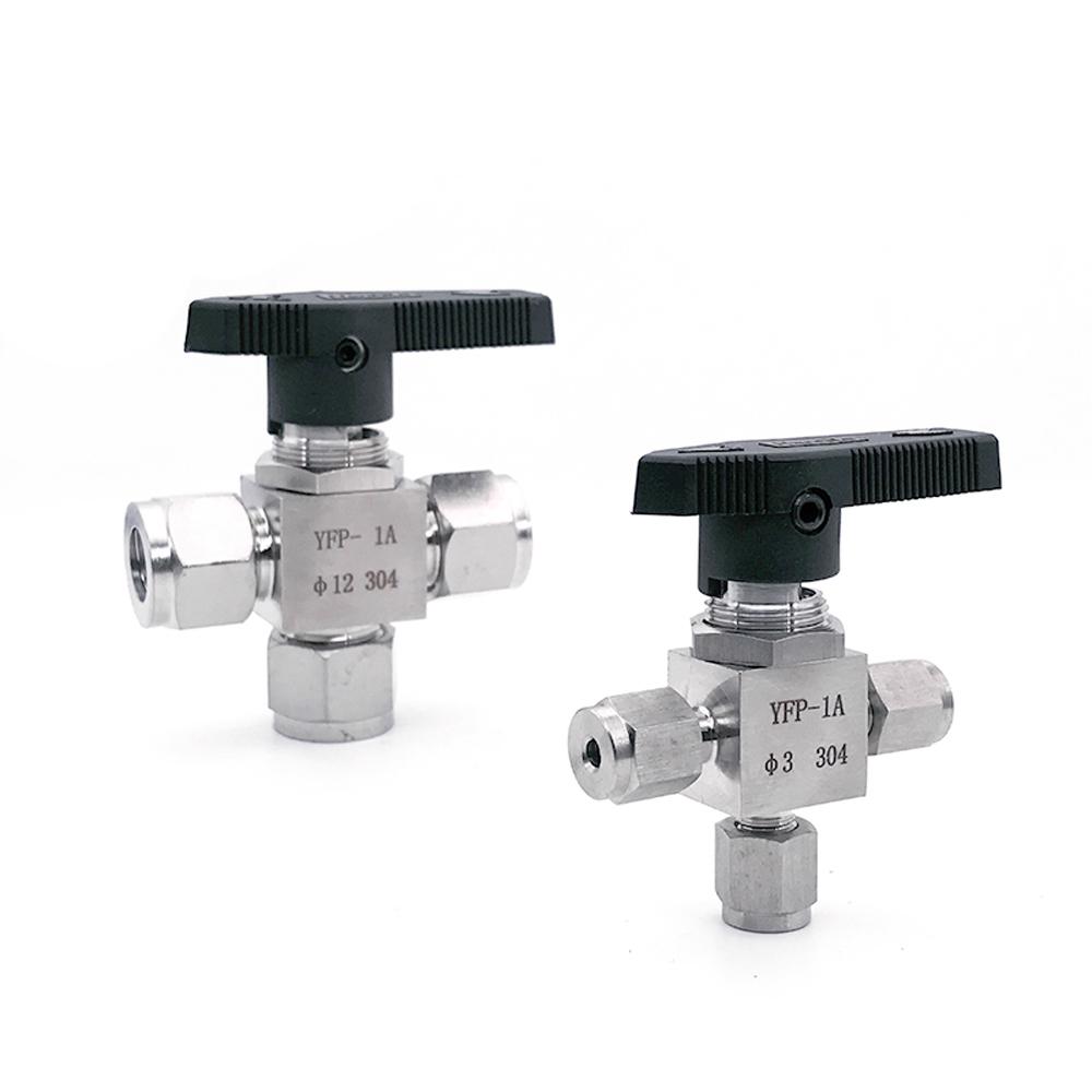 Fit 3/4/6/8/10/12-20mm 1/8" 1/4" 3/8" 1/2" OD Tube Tee L-Port Compression Ball Valve 304 Stainless Water Gas Oil