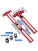 2 In1 Drilling Positioning Scoring Ruler Woodworking Aluminum Scriber Marking T Square Dowelling Jig with 6/10mm Drill Sleeve