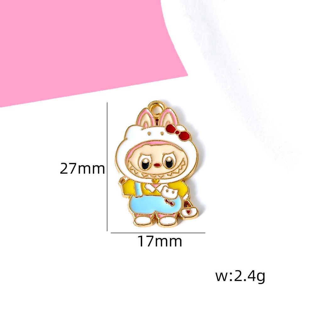 Cartoon Labubu Alloy Pendant: DIY Keychain, Necklace, Mobile Charm