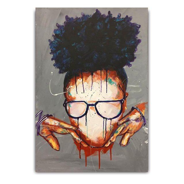 Graffiti-Kunst, abstrakte Figur, Leinwandmalerei, Kronengöttin, Wandkunst, Poster, einzigartige Frisur, sexy Mädchen, Heimdekoration, Wandbild, kein Rahmen