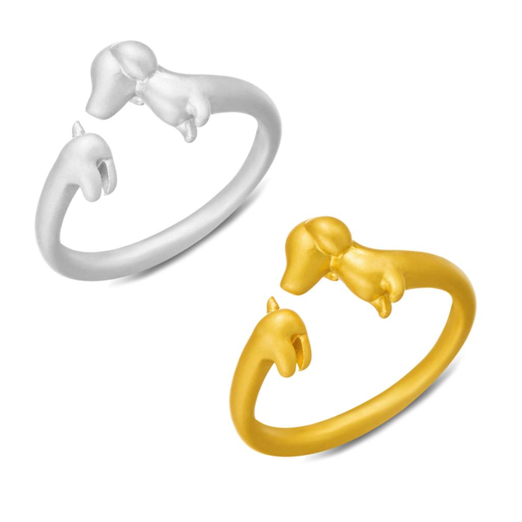 Quirky Dachshund Rings Adjustable Open Rings Stylish Hip Hop Finger Rings Versatile Punk Accessories for Women Girl