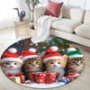Christmas Kittens Round Area Rug,Carpet Rug for Living Room Bedroom Sofa Playroom Decor,Non-slip Floor Mat