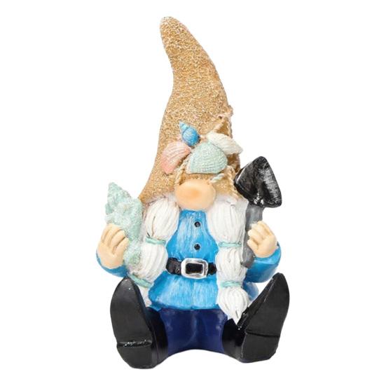 Coastal Gnome Figurine, Beach Shell Conch Gnome Ornament, Resin Ocean Gnome Statue for Summer Beach House Home Decoration